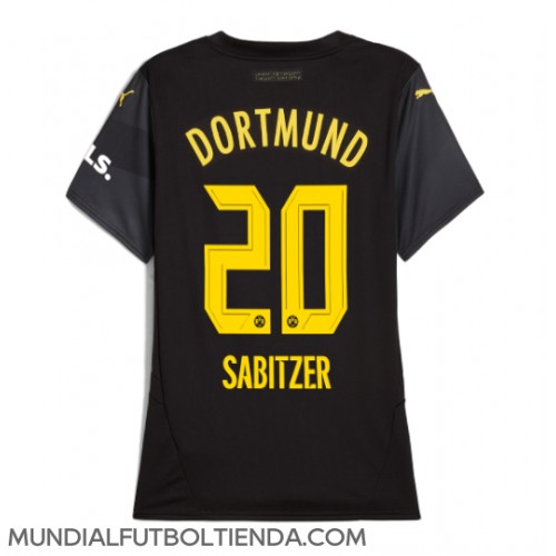 Camiseta Borussia Dortmund Marcel Sabitzer #20 Segunda Equipación Replica 2024-25 para mujer mangas cortas